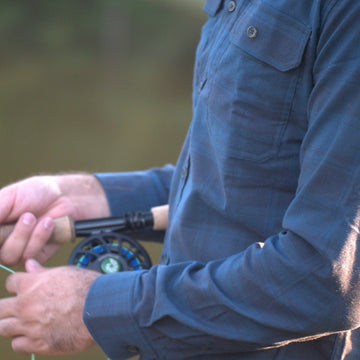 blue and black long sleeve flannel