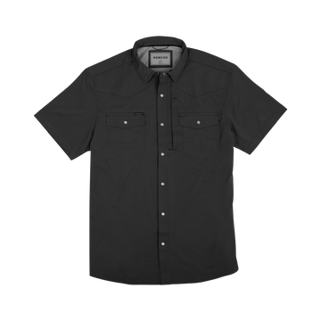 black, Pearl snap, short sleeve flat lay photo