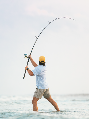 Man casting in water