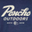 Poncho Outdoors logo with stylized text and a fishing lure graphic established in 2018 on a navy background