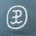 Close-up of a blue fabric with a white embroidered circular logo featuring a stylized letter P and a wave design underneath.