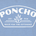 White graphic logo on blue fabric background featuring the word Poncho, established 2018, with a stylized plant and "Made for the Outdoors" text.