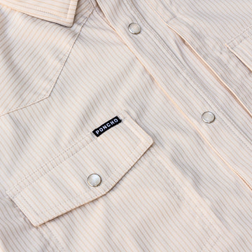 closeup of tan striped chest pocket