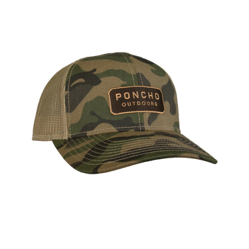 product photo camo trucker hat front