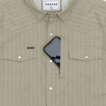 Phone going into chest zipper pocket