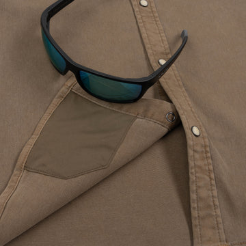 Closeup of sunglasses with lens cleaner on shirt