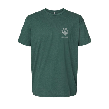 Green short-sleeve shirt with a small animal paw print design on the chest, titled The Deep In The Heart T-Shirt