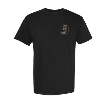 Black short-sleeve shirt featuring a small colorful graphic on the chest, named The Dive T-Shirt.