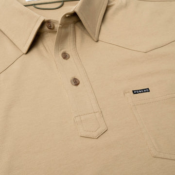 flyover photo of yellow/tan polo shirt