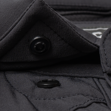 closeup of collar snaps on shirt