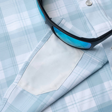 sunglasses with lens cleaner on shrit