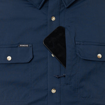 photo of shirt with phone in zipper pocket