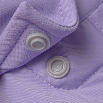 collar snaps on light purple shirt