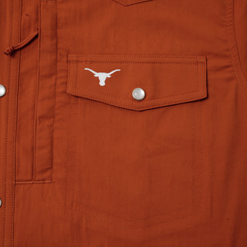 closeup of Texas logo on shirt