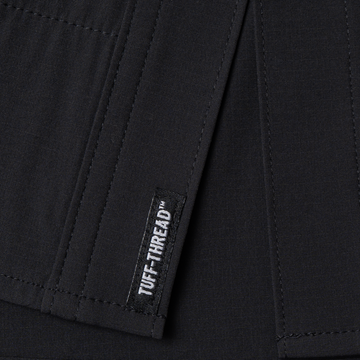 closeup of tuff-thread patch on shirt