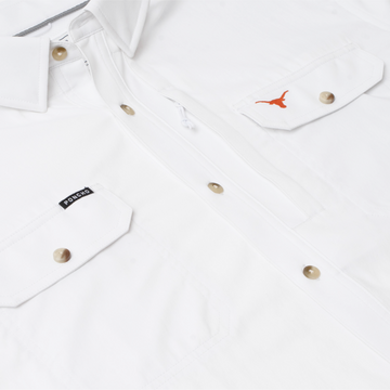 flyover of white texas embroidered shirt