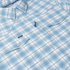 detail photo of blue and white plaid flannel