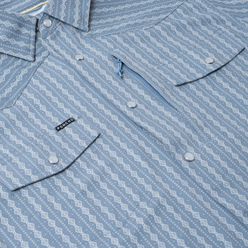 flyover photo of the resistol tip of the hat shirt