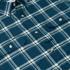 detail photo of blue and white plaid flannel
