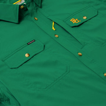 flyover of green baylor shirt