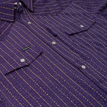 flyover photo of purple shirt with yellow stars and stripes