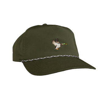 product photo green mallard rope hat front