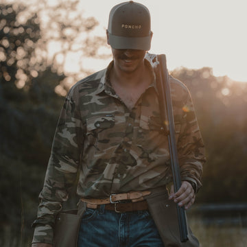 man wearing long sleeve camo shirt