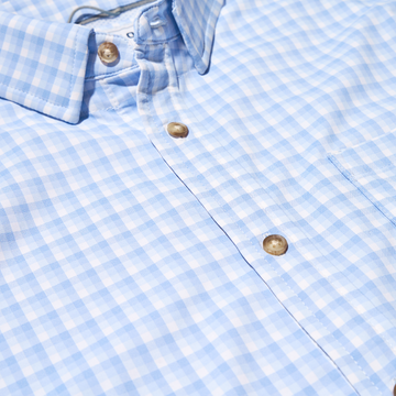 closeup of blue checker