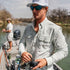 Man fishing in long sleeve button down fishing shirt