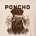 Illustration of a black retriever dog holding a duck in its mouth amidst grass, with the word "PONCHO" above.