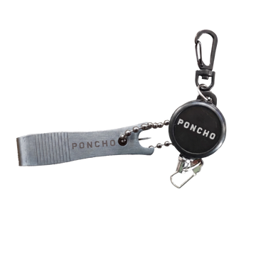 Nippers & Retractor featuring silver line nippers and a black retractable clip tool labeled Poncho