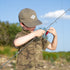 Kid fishing in camo kid's shirt