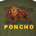 Illustration of a brown bison standing on grass above bold yellow text reading PONCHO on an olive green background.