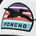 Embroidered PONCHO patch with a black bear silhouette over colorful mountain bands