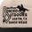 Close-up of embroidered logo on a beige and black cap featuring a cowboy on horseback and text reading Poncho Outdoors Austin, TX Ranch Wear