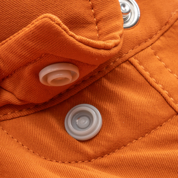 Closeup of collar snaps on collar of shirt