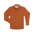 The 2005 long-sleeve outdoor shirt in burnt orange with buttoned chest pockets and collar detailing