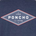 Diamond-shaped logo with USA, PONCHO, and Est. 1776 text in white and red on a blue background