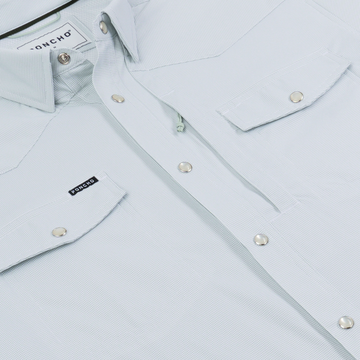 The Alpine light blue shirt with snap buttons and flap chest pockets
