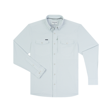 The Alpine light white long sleeve button up shirt with two chest pockets