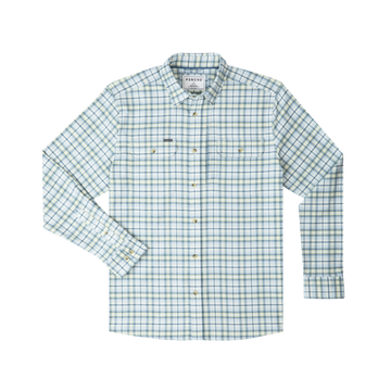 product photo of blue and yellow plaid flannel shirt