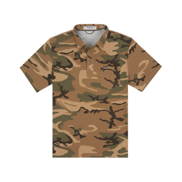 The Bird Bag camouflage short sleeve polo shirt with button placket and chest pocket