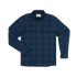 The Blue Goose dark blue plaid long-sleeve outdoor shirt with button collar and dual chest pockets