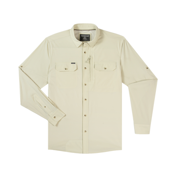 product photo front of tan long sleeve shirt