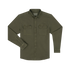 The Buck Snort olive green long sleeve shirt designed for outdoors with button closures and chest pockets