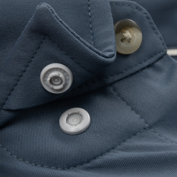 The Busted Prop navy mens performance outdoor shirt with pearl snap buttons and rugged stitching