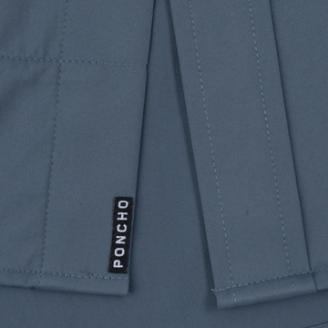 The Busted Prop mens outdoor shirt in slate blue with detailed stitching and Poncho label