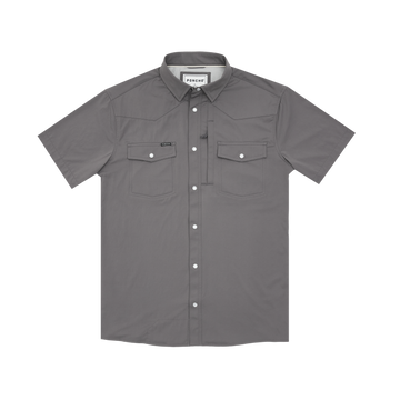 product photo of dark grey short sleeve shirt front