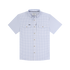 The Channel Cat blue and grey plaid short sleeve fishing shirt with button front and chest pockets