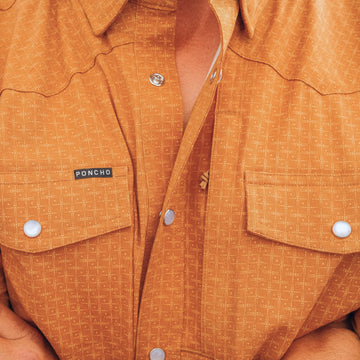 man wearing the clyde shirt closeup of chest